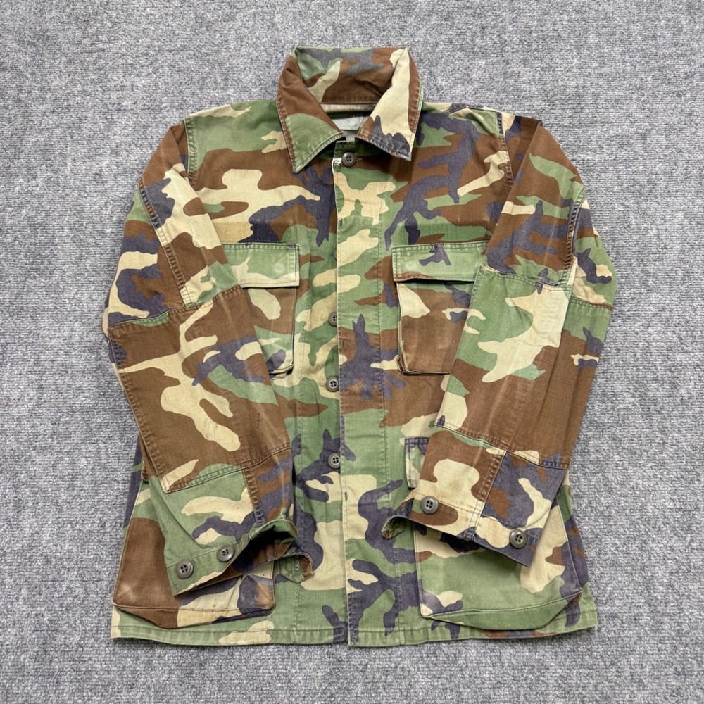 US Army Military Field Shirt Men's Small Woodland Camouflage Button up Jacket